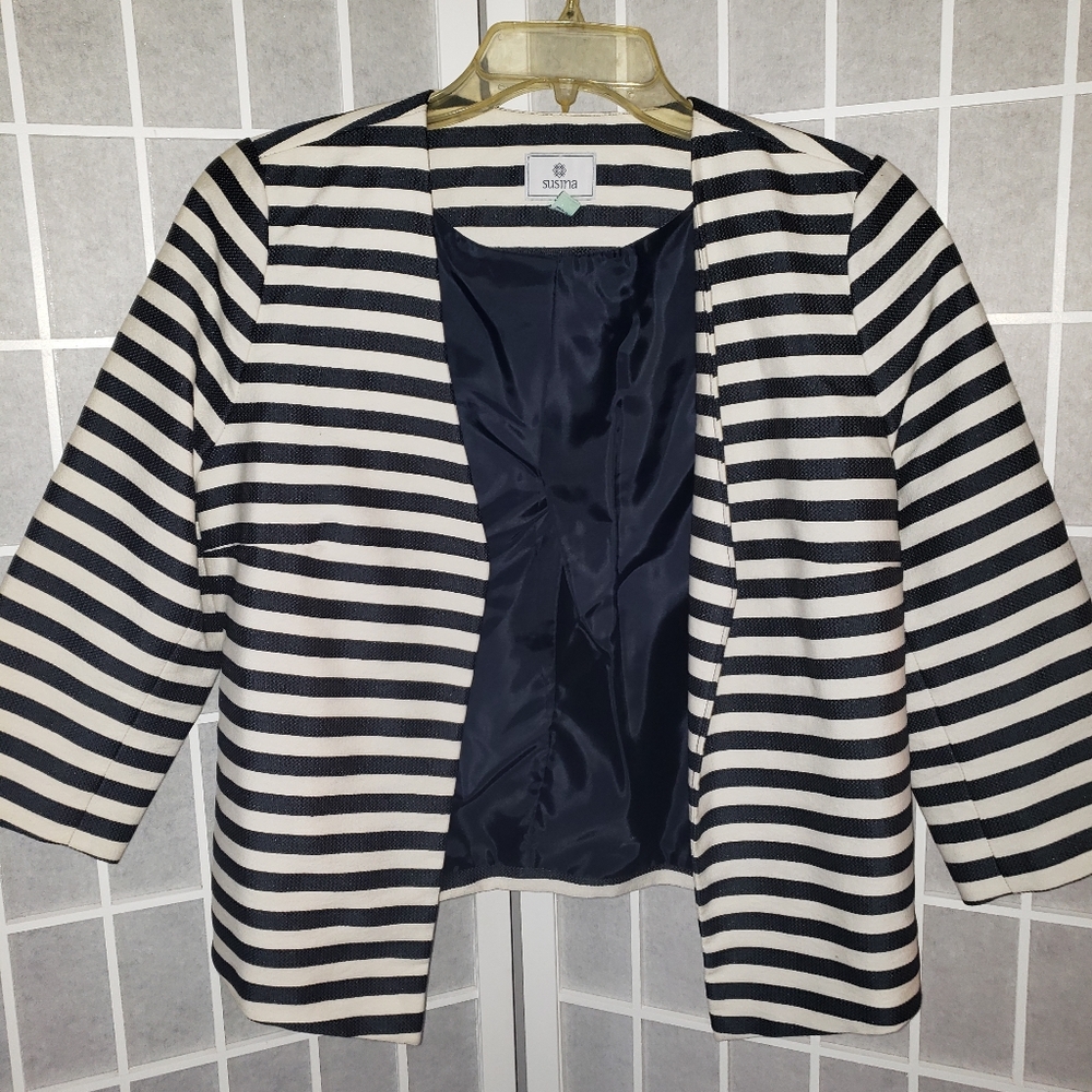 Navy Blue Stripped Spring Blazer